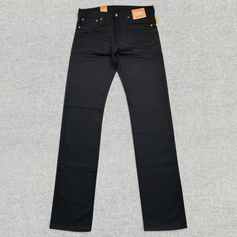 Levi's 501 Jeans Mens 34x38 Black Denim Big & Tall Straight Leg Button Fly NWT